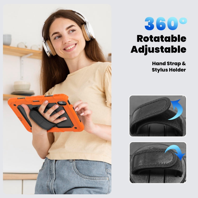 For iPad Air 11 2025 / 2024 Turntable Holder Silicone Hybrid PC Tablet Case with Shoulder Strap(Orange) - iPad Air 11 2025 / 2024 Cases by buy2fix | Online Shopping UK | buy2fix