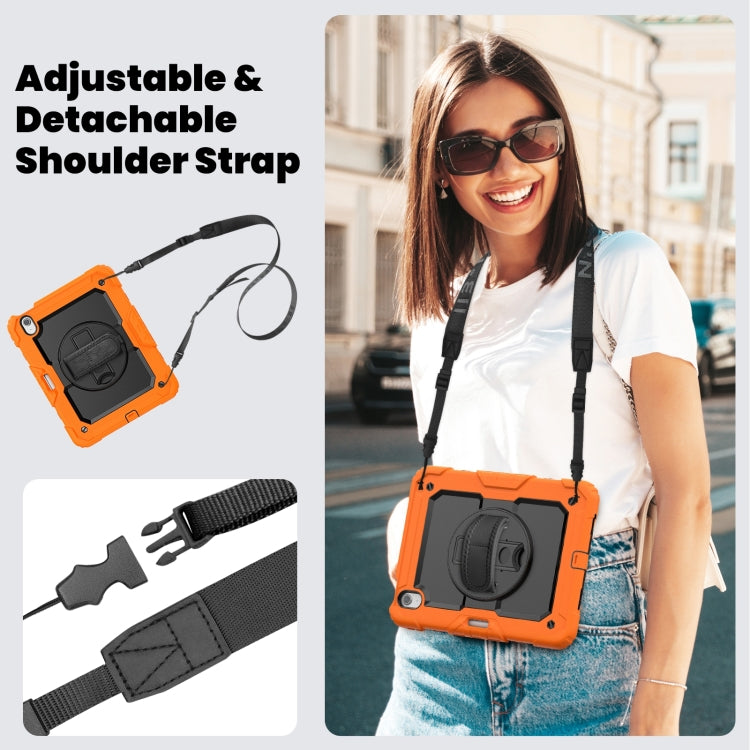 For iPad Air 11 2025 / 2024 Turntable Holder Silicone Hybrid PC Tablet Case with Shoulder Strap(Orange) - iPad Air 11 2025 / 2024 Cases by buy2fix | Online Shopping UK | buy2fix