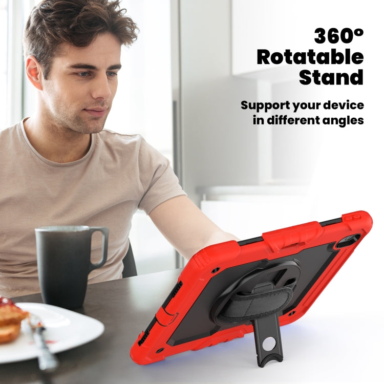 For iPad Air 11 2025 / 2024 Turntable Holder Silicone Hybrid PC Tablet Case with Shoulder Strap(Red) - iPad Air 11 2025 / 2024 Cases by buy2fix | Online Shopping UK | buy2fix