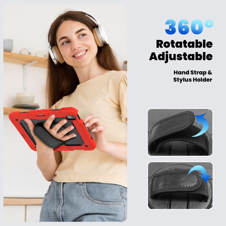 For iPad Air 11 2025 / 2024 Turntable Holder Silicone Hybrid PC Tablet Case with Shoulder Strap(Red) - iPad Air 11 2025 / 2024 Cases by buy2fix | Online Shopping UK | buy2fix