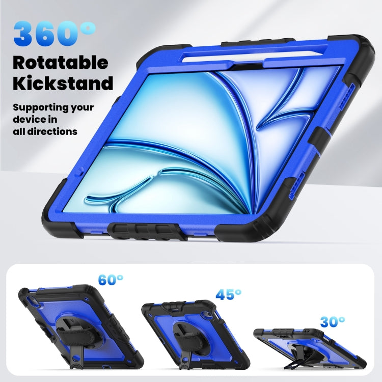 For iPad Air 11 2025 / 2024 Silicone Hybrid PC Tablet Case with Shoulder Strap(Dark Blue + Black) - iPad Air 11 2025 / 2024 Cases by buy2fix | Online Shopping UK | buy2fix