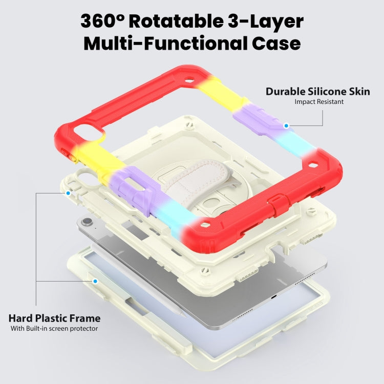For iPad Air 11 2025 / 2024 Turntable Holder Silicone Hybrid PC Tablet Case with Shoulder Strap(Camouflage Red) - iPad Air 11 2025 / 2024 Cases by buy2fix | Online Shopping UK | buy2fix