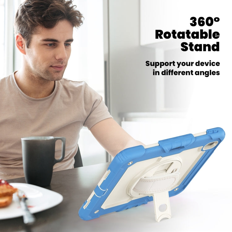 For iPad Air 11 2025 / 2024 Silicone Hybrid PC Tablet Case with Shoulder Strap(Beige + Cyan-blue) - iPad Air 11 2025 / 2024 Cases by buy2fix | Online Shopping UK | buy2fix
