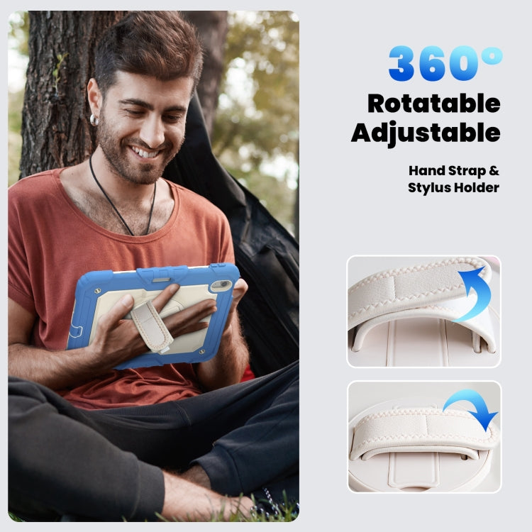 For iPad Air 11 2025 / 2024 Silicone Hybrid PC Tablet Case with Shoulder Strap(Beige + Cyan-blue) - iPad Air 11 2025 / 2024 Cases by buy2fix | Online Shopping UK | buy2fix