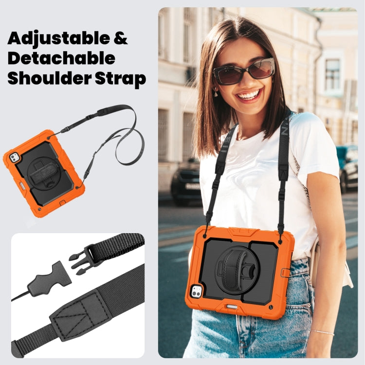 For iPad Pro 11 2025 / 2024 Silicone Hybrid PC Tablet Case with Shoulder Strap(Orange) by buy2fix