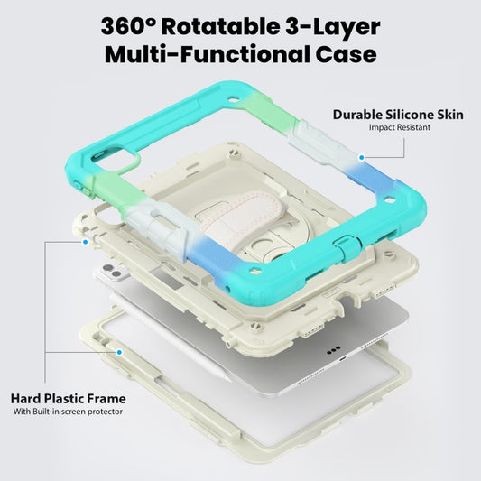 For iPad Pro 11 2025 / 2024 Silicone Hybrid PC Tablet Case with Shoulder Strap(Camouflage Light Blue) by buy2fix