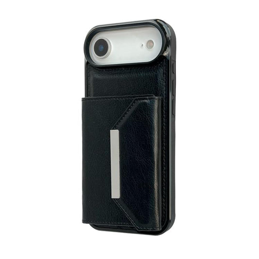 For iPhone Air Solid Color Metal Buckle Card Slots Bag Phone Case(Black) - iPhone Air Cases by buy2fix | Online Shopping UK | buy2fix