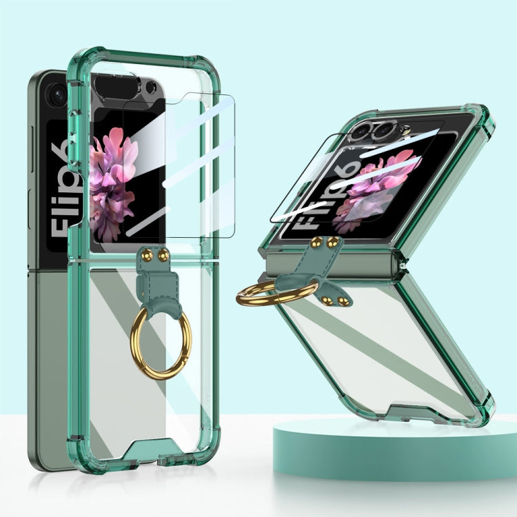 For Samsung Galaxy Z Flip6 / Flip7 FE GKK Airbag Ring Full Coverage Phone Case with Tempered Film(Green) - Galaxy Z Flip6 5G Cases by GKK | Online Shopping UK | buy2fix