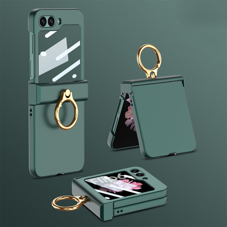For Samsung Galaxy Z Flip6 / Flip7 FE GKK Integrated Ultra-thin Hinge Full Coverage Phone Case with Ring(Dark Night Green) - Galaxy Z Flip6 5G Cases by GKK | Online Shopping UK | buy2fix