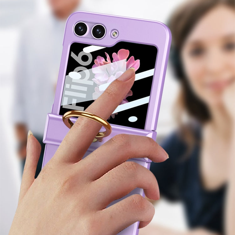 For Samsung Galaxy Z Flip6 / Flip7 FE GKK Integrated Ultra-thin Hinge Full Coverage Phone Case with Ring(Dream Mirror Purple) - Galaxy Z Flip6 5G Cases by GKK | Online Shopping UK | buy2fix