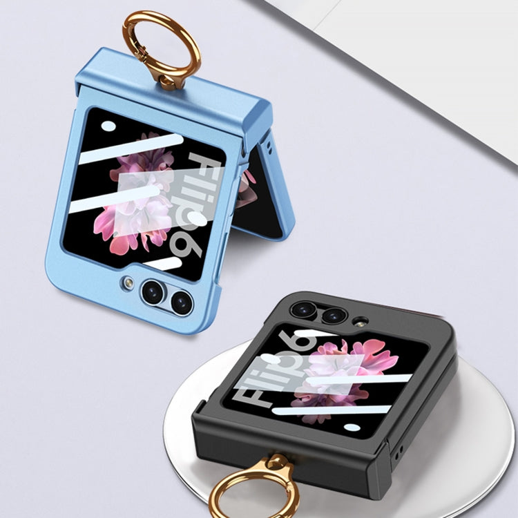 For Samsung Galaxy Z Flip6 / Flip7 FE GKK Integrated Ultra-thin Hinge Full Coverage Phone Case with Ring(Blue) - Galaxy Z Flip6 5G Cases by GKK | Online Shopping UK | buy2fix