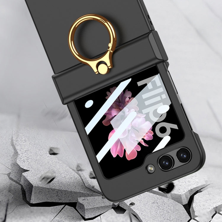 For Samsung Galaxy Z Flip6 / Flip7 FE GKK Integrated Ultra-thin Hinge Full Coverage Phone Case with Ring(Black) - Galaxy Z Flip6 5G Cases by GKK | Online Shopping UK | buy2fix