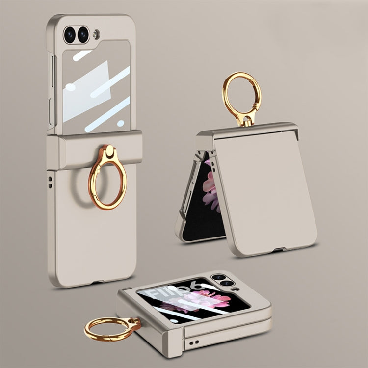 For Samsung Galaxy Z Flip6 / Flip7 FE GKK Integrated Ultra-thin Hinge Full Coverage Phone Case with Ring(Titanium Gray) - Galaxy Z Flip6 5G Cases by GKK | Online Shopping UK | buy2fix