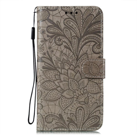 For Google Pixel 9 Pro Lace Flower Embossing Flip Leather Phone Case(Grey) by buy2fix