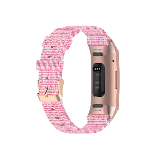 For Fitbit Charge 4 / Charge 3 / Charge3 SE Braided Nylon Watch Band Plastic Head, Size: Free Size(Pink) by buy2fix
