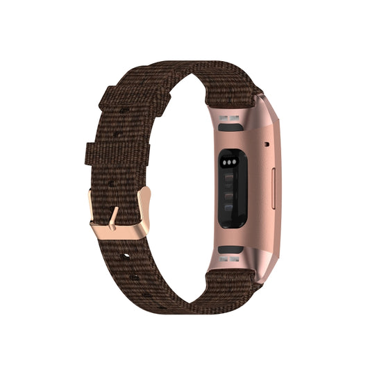 For Fitbit Charge 4 / Charge 3 / Charge3 SE Braided Nylon Watch Band Plastic Head, Size: Free Size(Dark Brown) by buy2fix