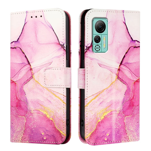 For Ulefone Note 14 PT003 Marble Pattern Flip Leather Phone Case(Pink Purple Gold) by buy2fix