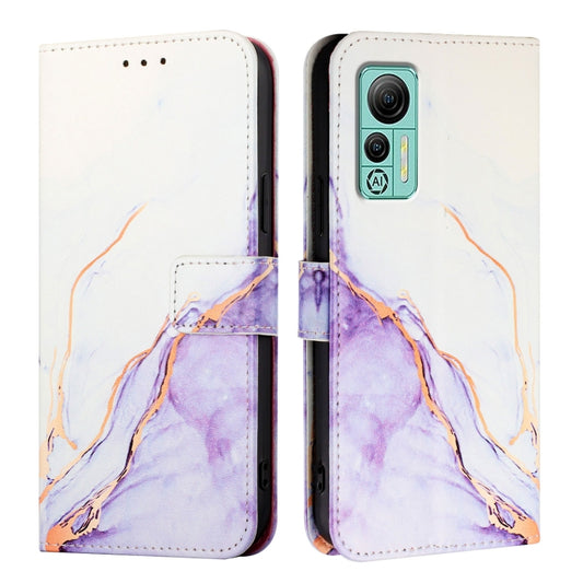 For Ulefone Note 14 PT003 Marble Pattern Flip Leather Phone Case(White Purple) by buy2fix
