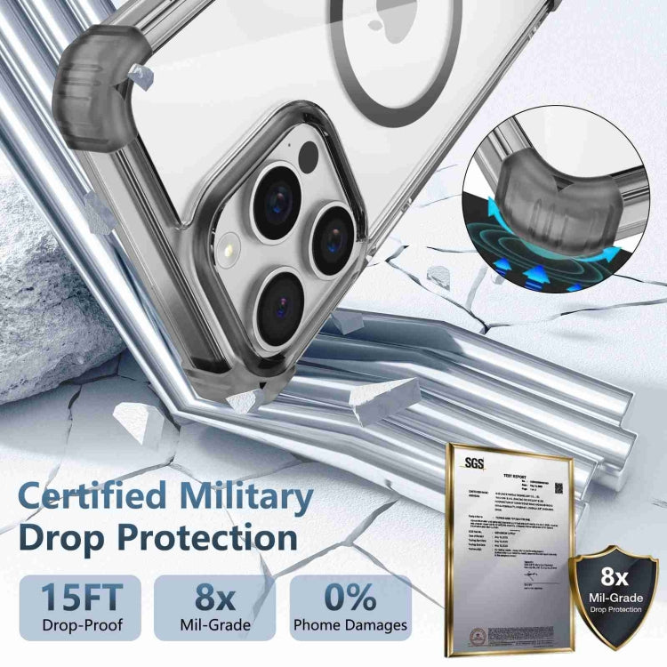 For iPhone 15 Transparent MagSafe Magnetic Phone Case(Black) by buy2fix