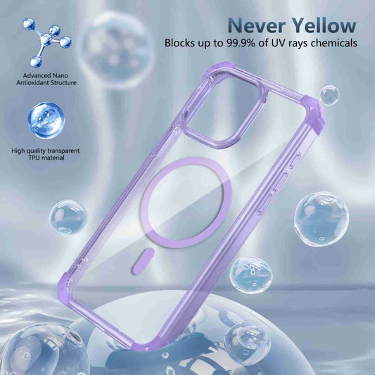 For iPhone 15 Transparent MagSafe Magnetic Phone Case(Purple) by buy2fix