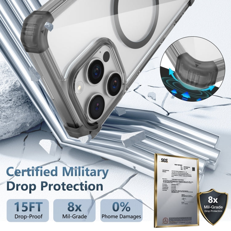 For iPhone 16 Pro Transparent MagSafe Magnetic Phone Case(Black) by buy2fix