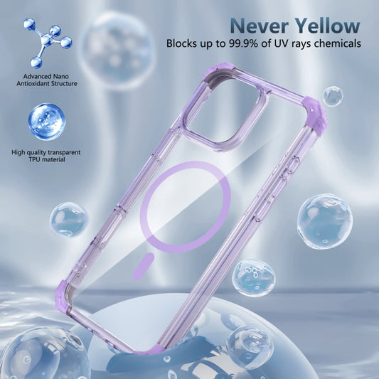 For iPhone 16 Pro Max Transparent MagSafe Magnetic Phone Case(Purple) by buy2fix