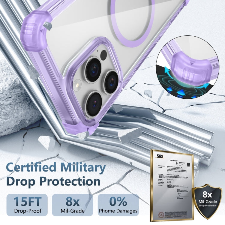 For iPhone 16 Pro Max Transparent MagSafe Magnetic Phone Case(Purple) by buy2fix