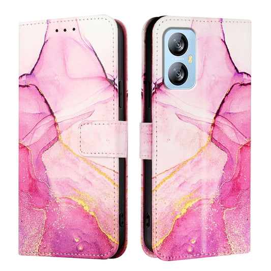 For Blackview A52 PT003 Marble Pattern Flip Leather Phone Case(Pink Purple Gold) by buy2fix