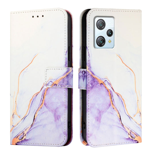 For Blackview A53 PT003 Marble Pattern Flip Leather Phone Case(White Purple) by buy2fix