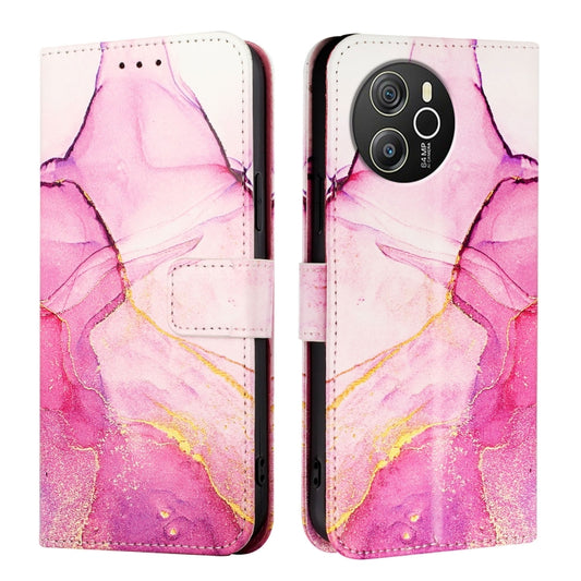 For Blackview Shark 8 PT003 Marble Pattern Flip Leather Phone Case(Pink Purple Gold) by buy2fix