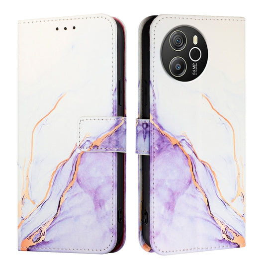 For Blackview Shark 8 PT003 Marble Pattern Flip Leather Phone Case(White Purple) by buy2fix
