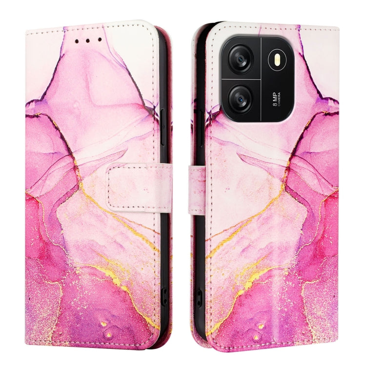 For Blackview Wave 6C PT003 Marble Pattern Flip Leather Phone Case(Pink Purple Gold) - More Brand by buy2fix | Online Shopping UK | buy2fix