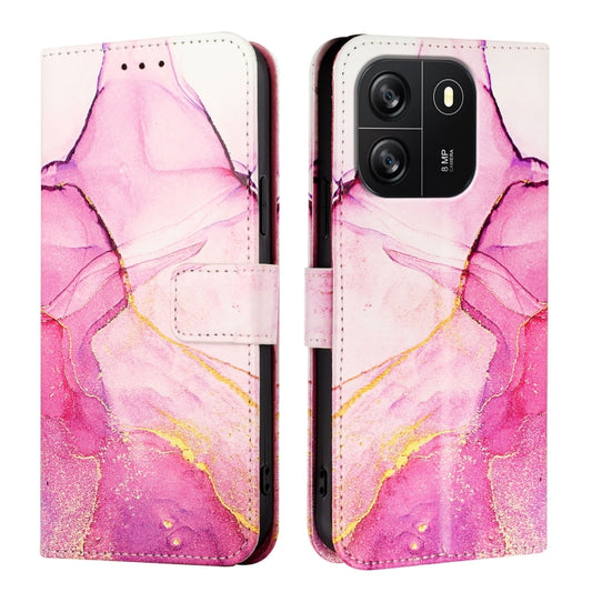 For Blackview Wave 6C PT003 Marble Pattern Flip Leather Phone Case(Pink Purple Gold) by buy2fix