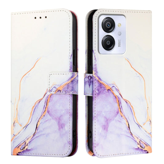 For Blackview Color 8 PT003 Marble Pattern Flip Leather Phone Case(White Purple) by buy2fix