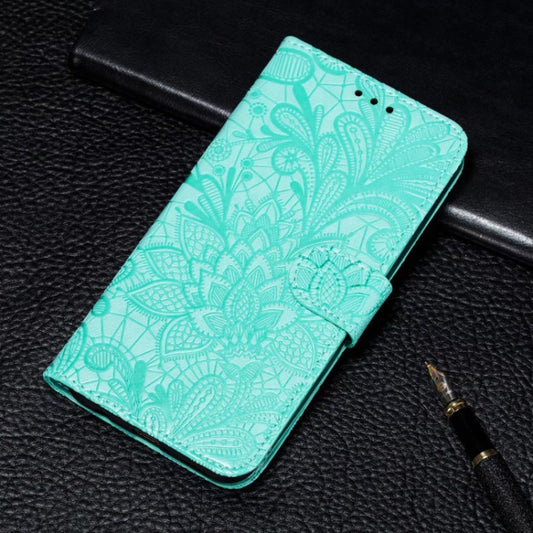 For Motorola Moto G Play 2024 Lace Flower Embossing Flip Leather Phone Case(Green) by buy2fix