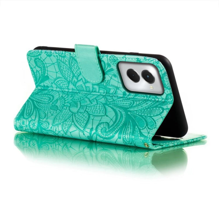 For Motorola Moto G Power 5G 2024 Lace Flower Embossing Flip Leather Phone Case(Green) by buy2fix
