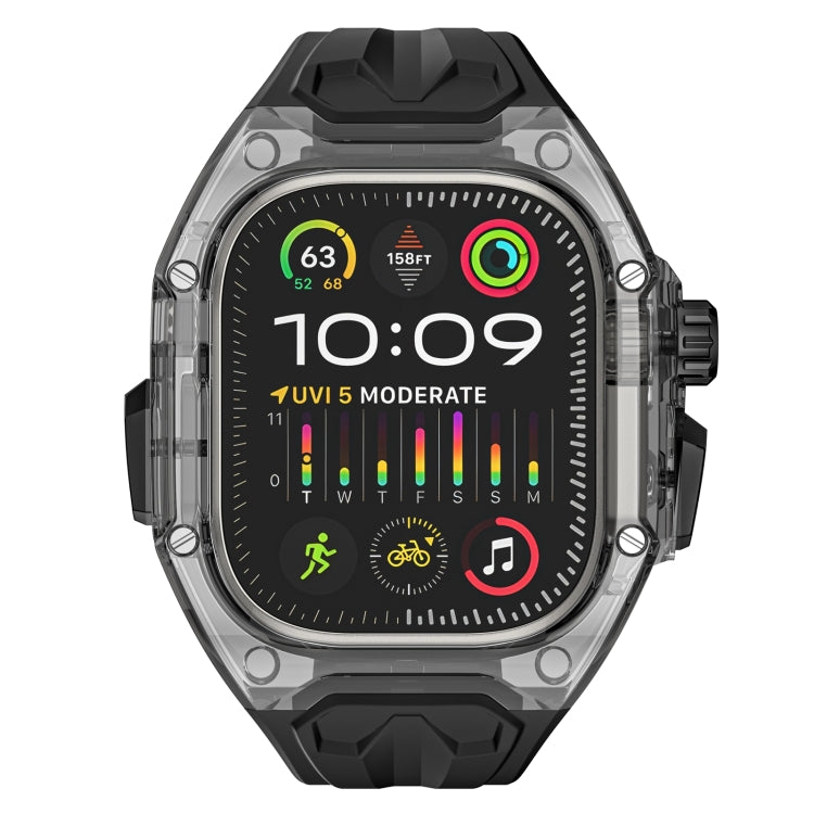 For Apple Watch Ultra 2 49mm Modified PC Hybrid TPU Watch Case Band(Black Clear Black) - Watch Cases by buy2fix | Online Shopping UK | buy2fix