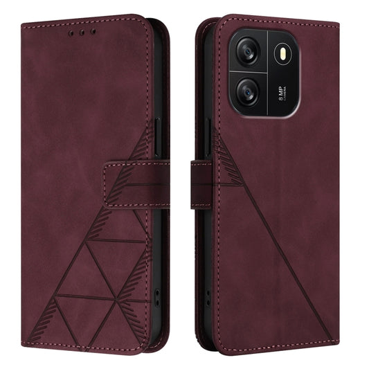 For Blackview Wave 6C Crossbody 3D Embossed Flip Leather Phone Case(Wine Red) by buy2fix