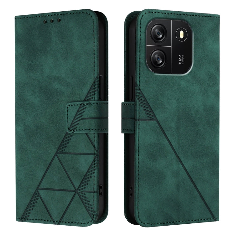 For Blackview Wave 6C Crossbody 3D Embossed Flip Leather Phone Case(Dark Green) - More Brand by buy2fix | Online Shopping UK | buy2fix