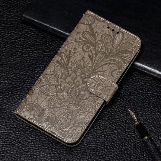For OnePlus 12 Lace Flower Embossing Flip Leather Phone Case(Grey) by buy2fix
