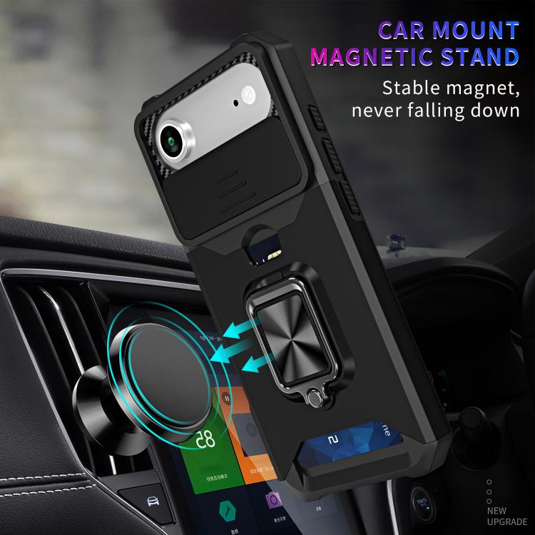 For iPhone Air Camera Shield Card Slot PC+TPU Phone Case(Black) - iPhone Air Cases by buy2fix | Online Shopping UK | buy2fix
