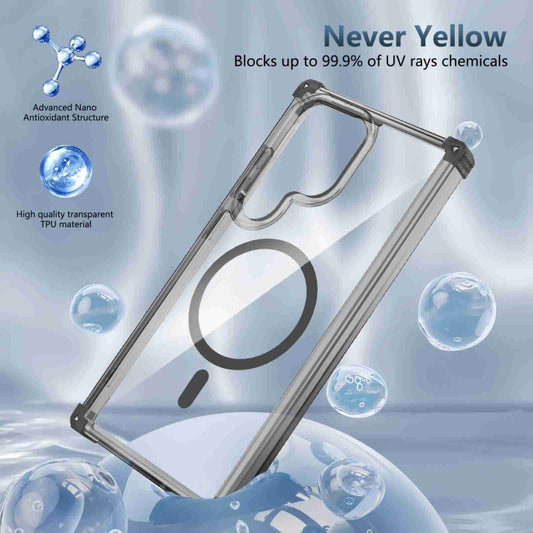 For Samsung Galaxy S22+ 5G Transparent MagSafe Magnetic Phone Case(Black) by buy2fix