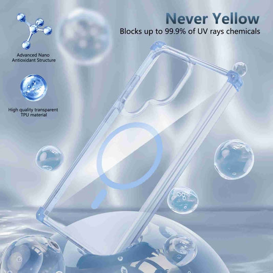 For Samsung Galaxy S23+ 5G Transparent MagSafe Magnetic Phone Case(Blue) by buy2fix