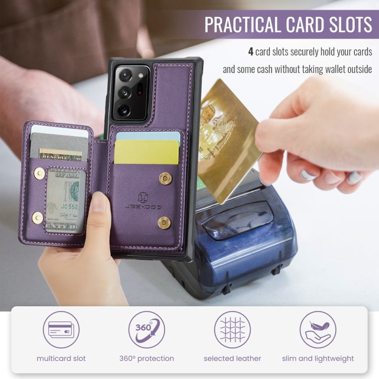 For Samsung Galaxy Note20 Ultra JEEHOOD J05 Business Magnetic Style RFID Leather Phone Case(Purple) - Galaxy Phone Cases by JEEHOOD | Online Shopping UK | buy2fix