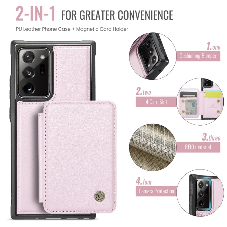 For Samsung Galaxy Note20 Ultra JEEHOOD J05 Business Magnetic Style RFID Leather Phone Case(Pink) - Galaxy Phone Cases by JEEHOOD | Online Shopping UK | buy2fix
