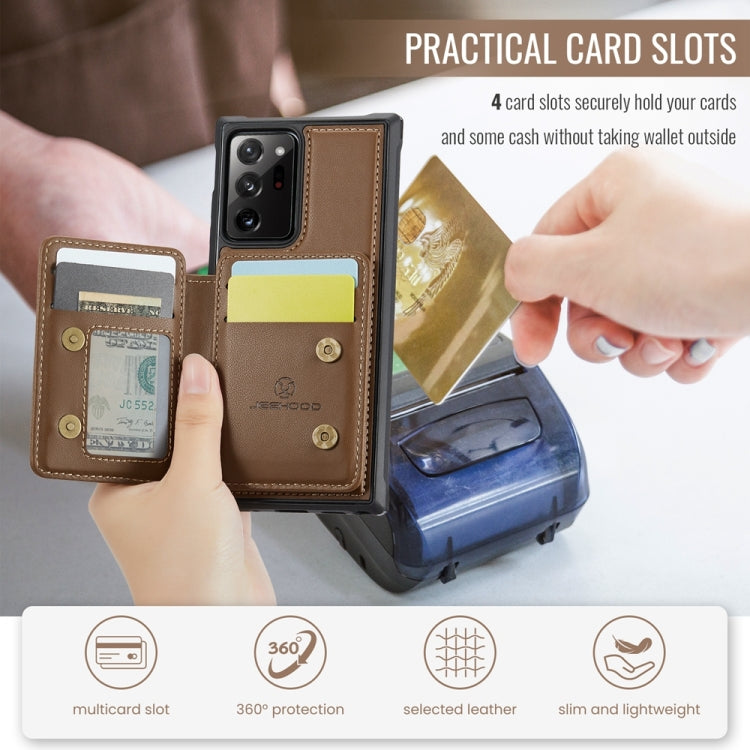 For Samsung Galaxy Note20 Ultra JEEHOOD J05 Business Magnetic Style RFID Leather Phone Case(Brown) - Galaxy Phone Cases by JEEHOOD | Online Shopping UK | buy2fix