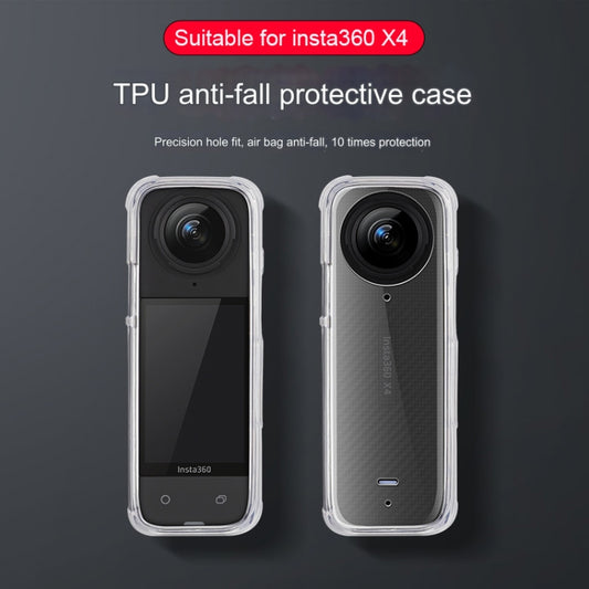 For Insta360 X4 Clear 1.5mm Soft TPU Protective Case Single Cover(Clear Black) by buy2fix