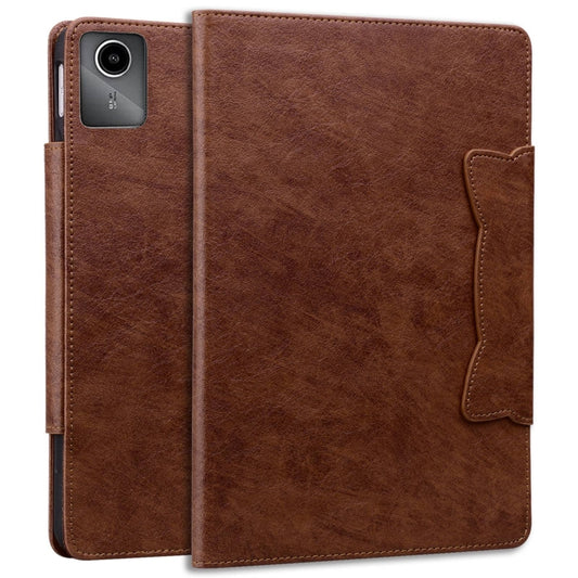For Lenovo Xiaoxin Pad M11 2024 Cat Buckle Leather Tablet Case(Brown) by buy2fix