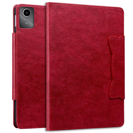 For Lenovo Xiaoxin Pad M11 2024 Cat Buckle Leather Tablet Case(Red) by buy2fix