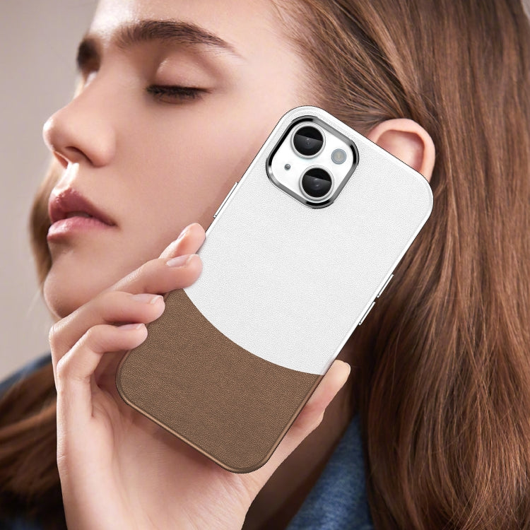 For iPhone 15 Leather Texture MagSafe Magnetic TPU + PC Phone Case(Brown) by buy2fix